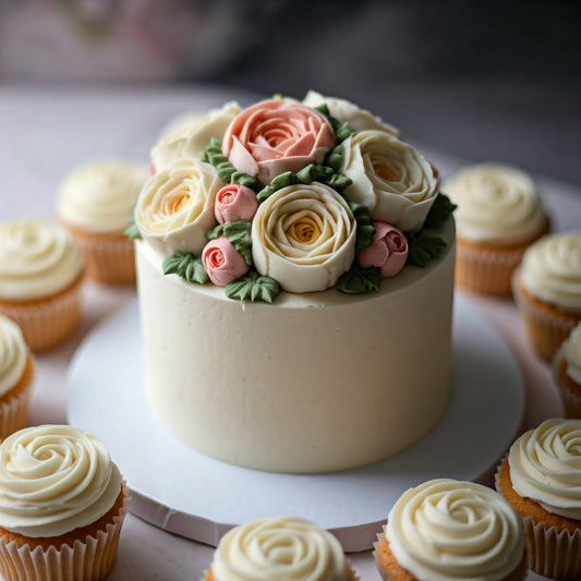 একটি কোমল ফুলের কেক-A Delicate Floral Cake